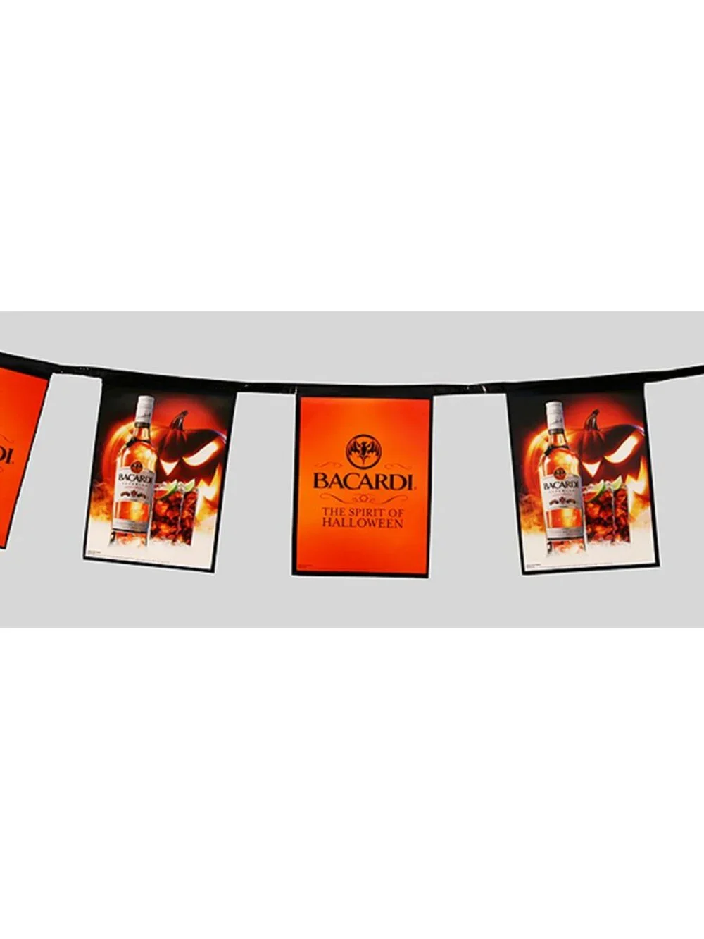 Nice BACARDI Halloween Flag Banner w/ Jack-O-Lantern - 18 ft. long - NEW!!